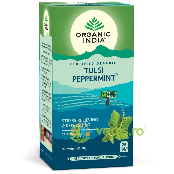 Oferte la Ceai Tulsi cu Menta (Amestec Adaptogen Reimprospatant) Ecologic/Bio 25dz