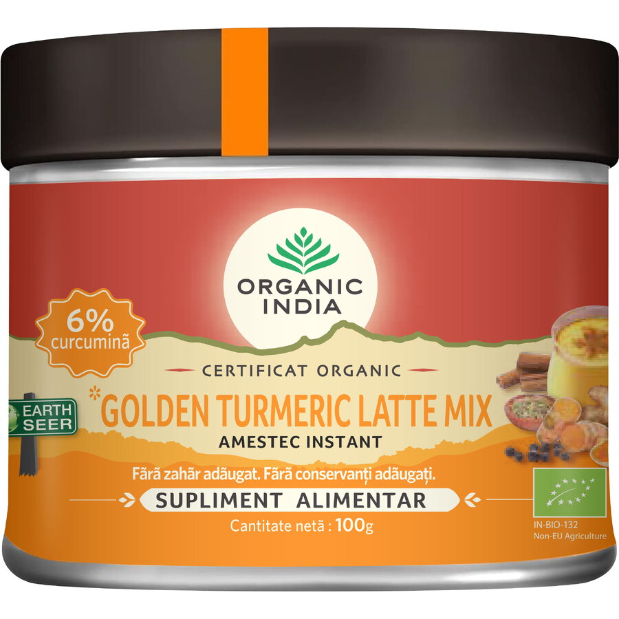 Oferte la Golden Turmeric Latte Mix (Amestec Instant cu 6% Curcumina Organica) Ecologic/Bio 100g