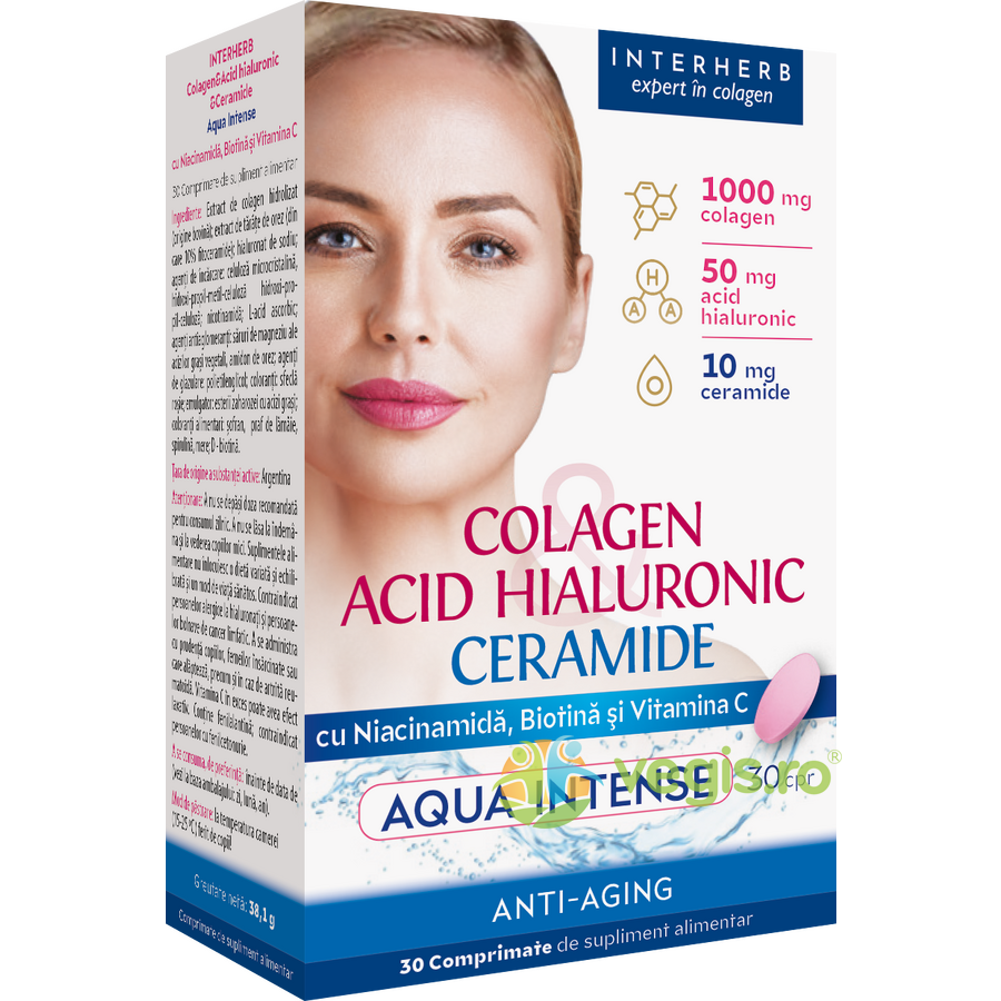 Oferte la Colagen si Acid Hialuronic Ceramide Aqua Intense Anti-Aging 30cpr