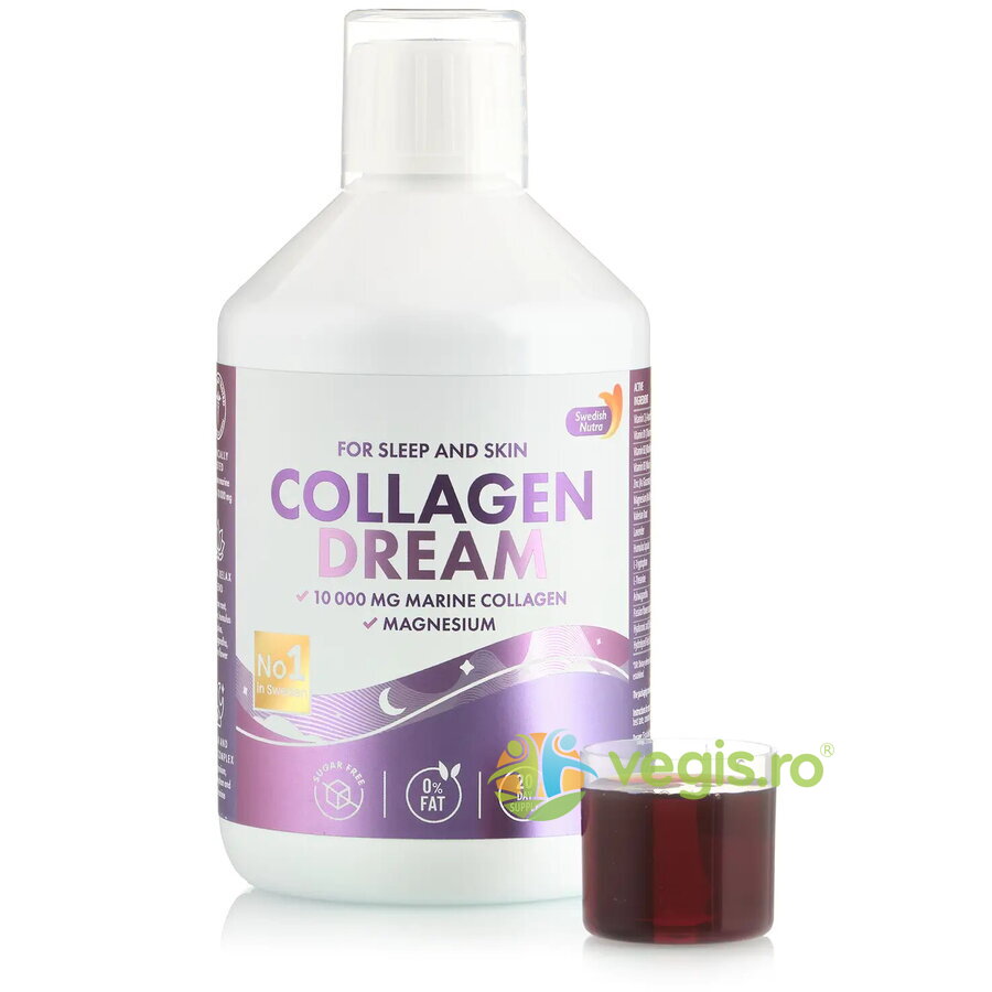 Oferte la Collagen Dream - Colagen Marin Lichid Hidrolizat 10000 mg pentru Relaxare, Somn Odihnitor si Frumusete + Magneziu 150mg + Triptofan 500mg + Herbal Blend Relax 500ml