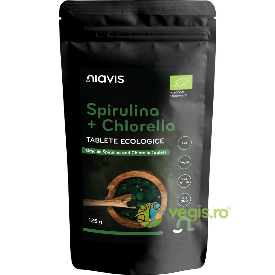 Oferte la Spirulina + Chlorella Tablete fara Gluten Ecologice/Bio 125g