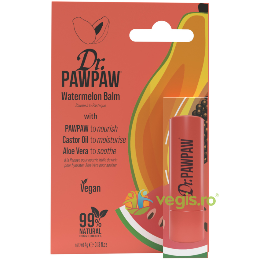 Oferte la Balsam Stick pentru Buze cu Ulei de Ricin si Aloe Vera cu Aroma de Pepene Verde si Pawpaw 4g