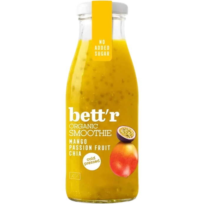 Oferte la Smoothie cu Mango, Fructul Pasiunii si Chia fara Zahar Adaugat Ecologic/Bio 250ml