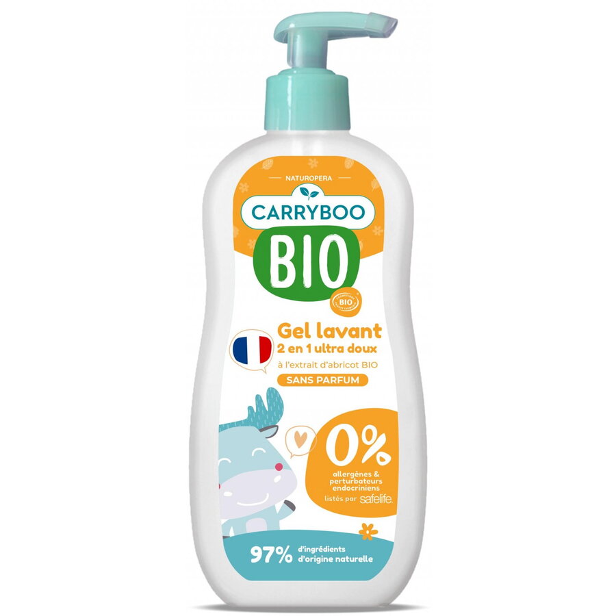 Oferte la Sampon si Gel de Dus Delicat pentru Bebelusi cu Extract de Caise fara Parfum Bio 500ml