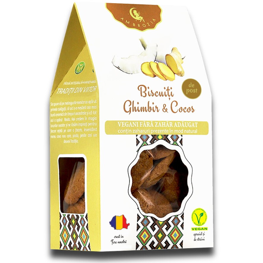 Oferte la Biscuiti cu Ghimbir si Cocos fara Zahar Adaugat 130g