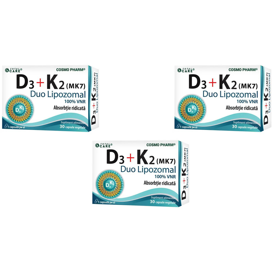Oferte la Pachet Vitamina D3 + K2 (Duo Lipozomal) 3x30cps