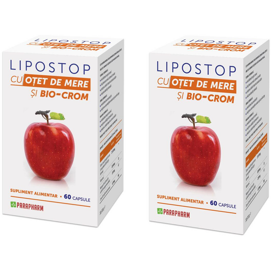 Oferte la Pachet Lipostop cu Otet de Mere si Bio-Crom 60cps + 60cps