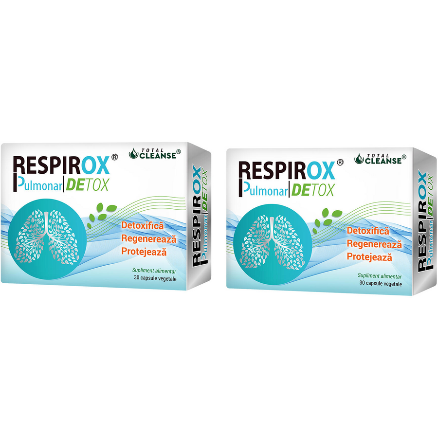 Oferte la Pachet Respirox Pulmonar Detox 750mg 30cps + 30cps
