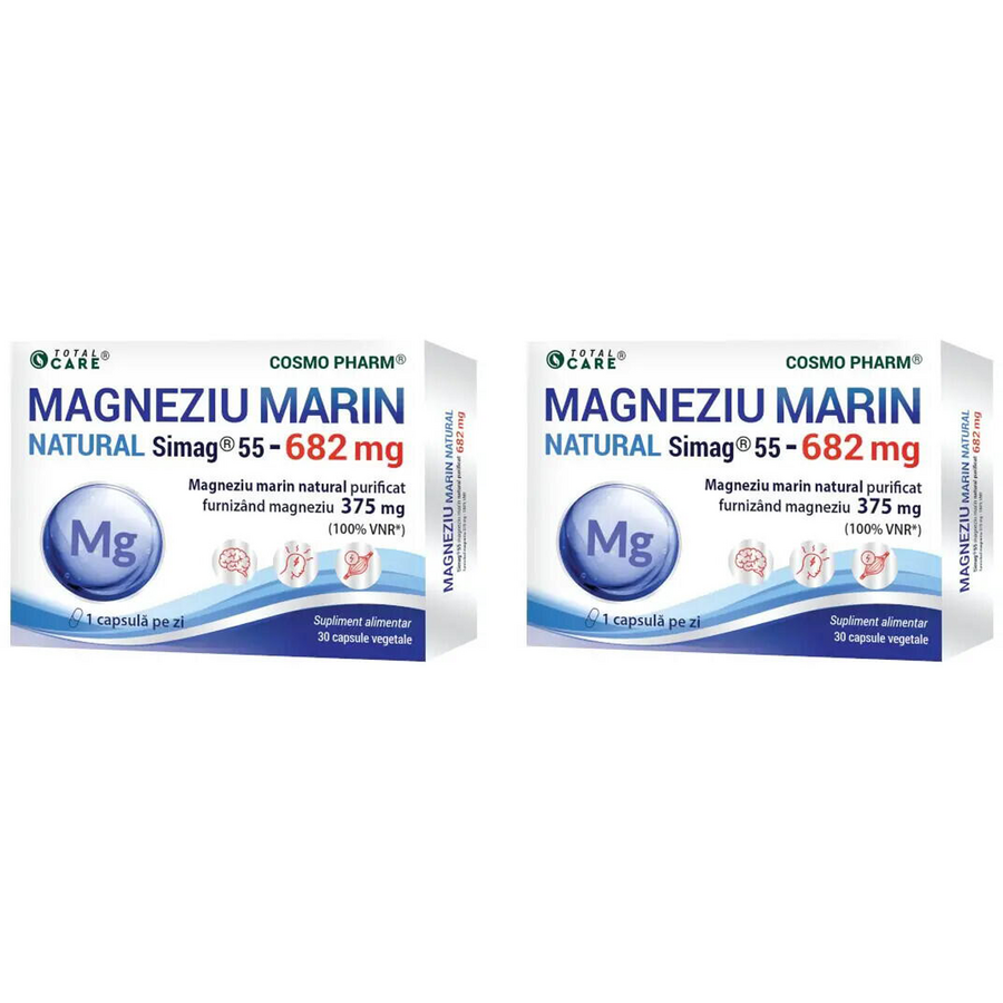Oferte la Pachet Magneziu Marin Natural Simag®55 682mg 30cps + 30cps