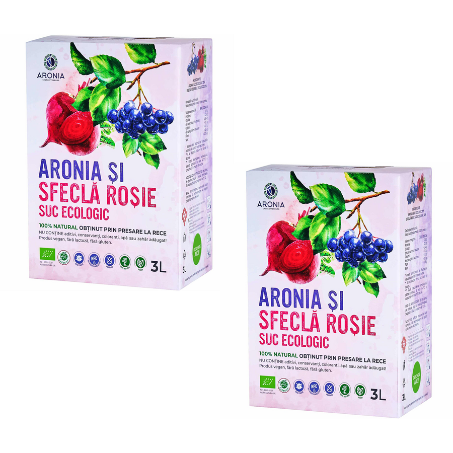 Oferte la Pachet Suc de Aronia si Sfecla Rosie Ecologic/Bio 3L + 3L