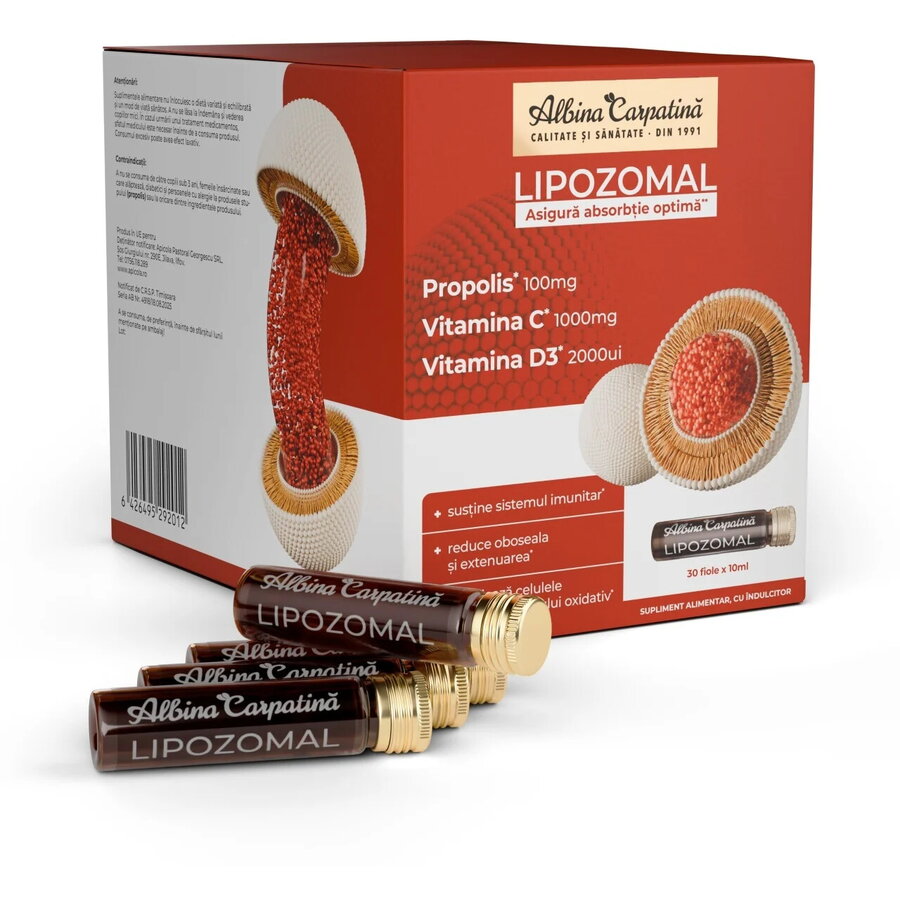 Oferte la Lipozomal Propolis 100mg, Vitamina C 1000mg, Vitamina D3 2000UI 30 fiole