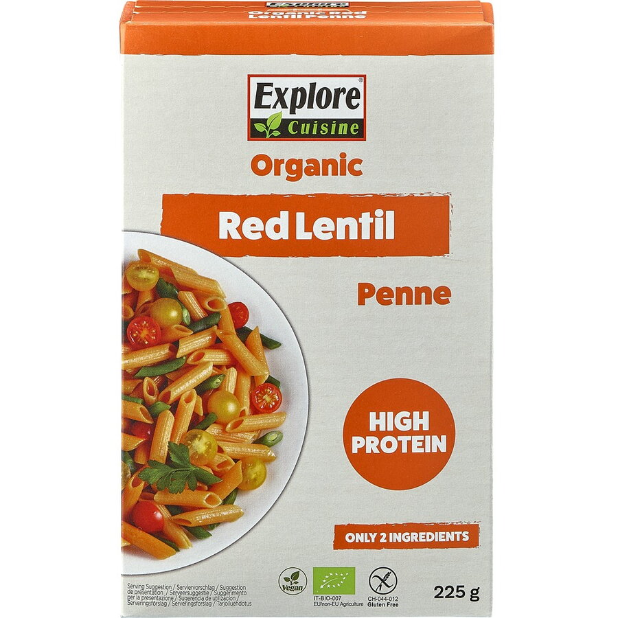 Oferte la Paste Penne Proteice din Linte Rosie fara Gluten Ecologice/Bio 225g