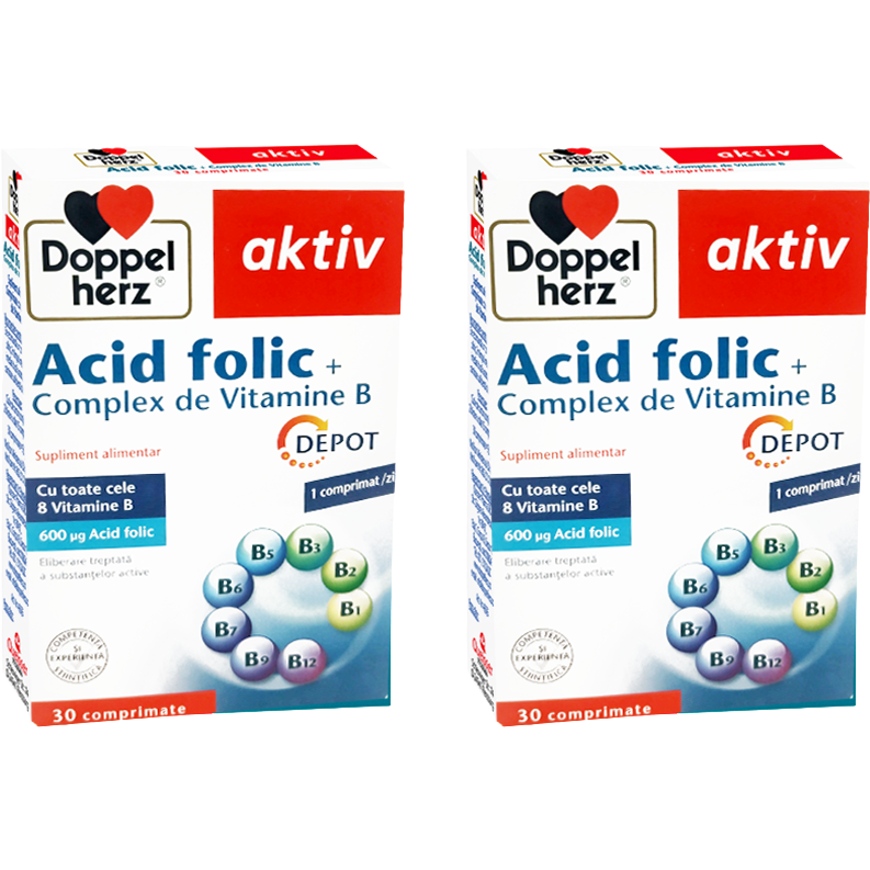 Oferte la Pachet Acid Folic + Complex Vitamina B Depot Aktiv 30tb + 30tb