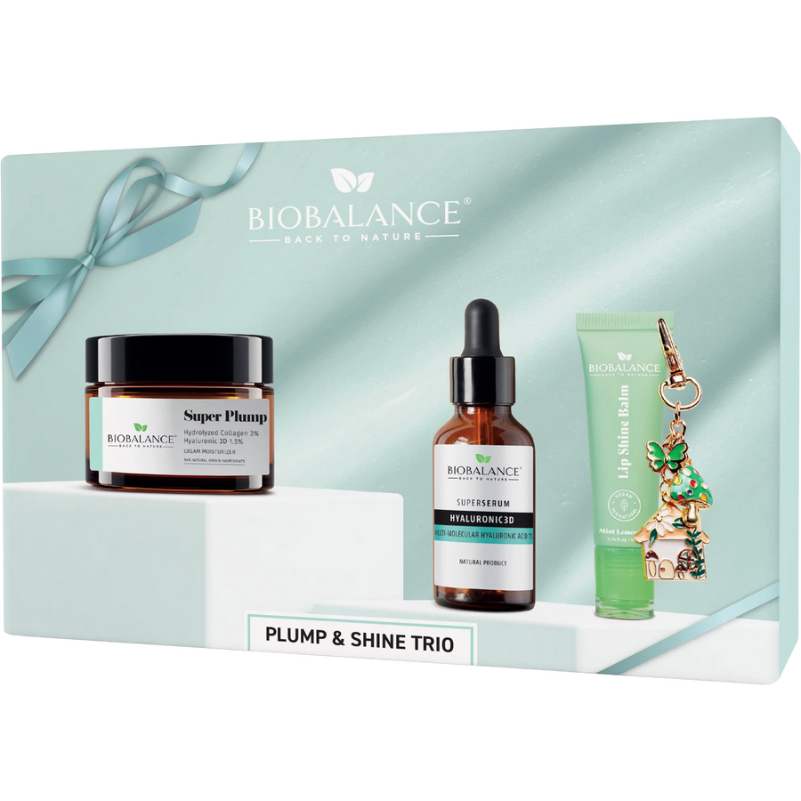 Oferte la Set Trio Plump&Shine Crema Super Plump 50ml + Super Serum Hyaluronic 3D 30ml + Balsam de Buze Mint Lemonade 10ml
