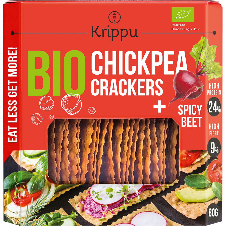 Oferte la Crackers din Naut cu Sfecla Picanta Ecologici/Bio 80g