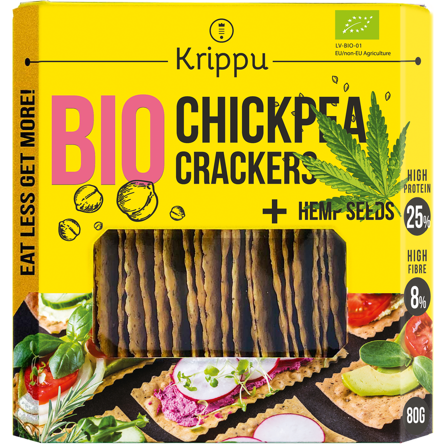 Oferte la Crackers din Naut cu Seminte de Canepa Ecologici/Bio 80g