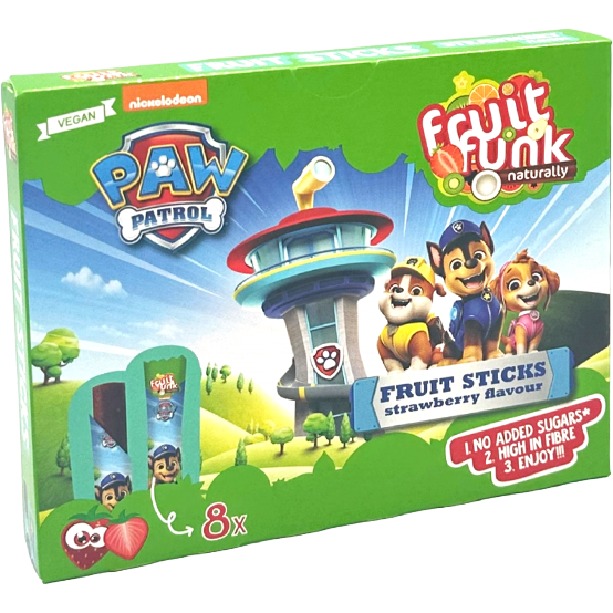 Oferte la Sticks din Fructe cu Capsuni fara Zahar Adaugat Paw Patrol 8x10g