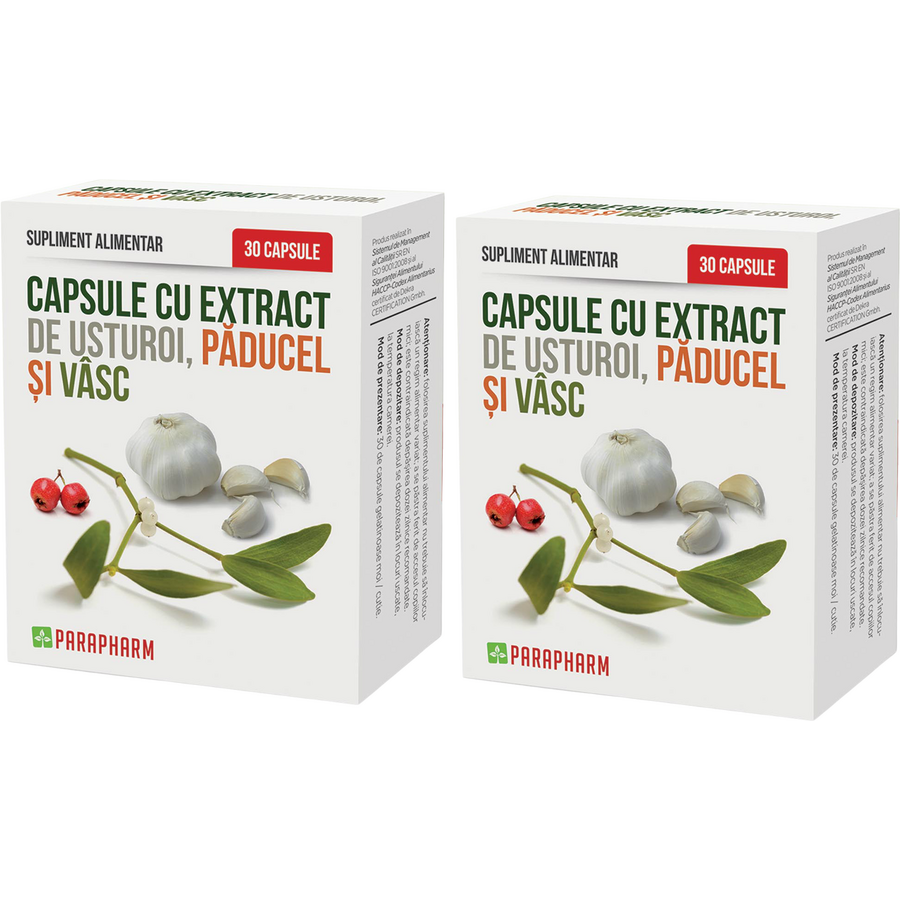 Oferte la Pachet Capsule cu Extract de Usturoi, Paducel, Vasc 30cps+30cps