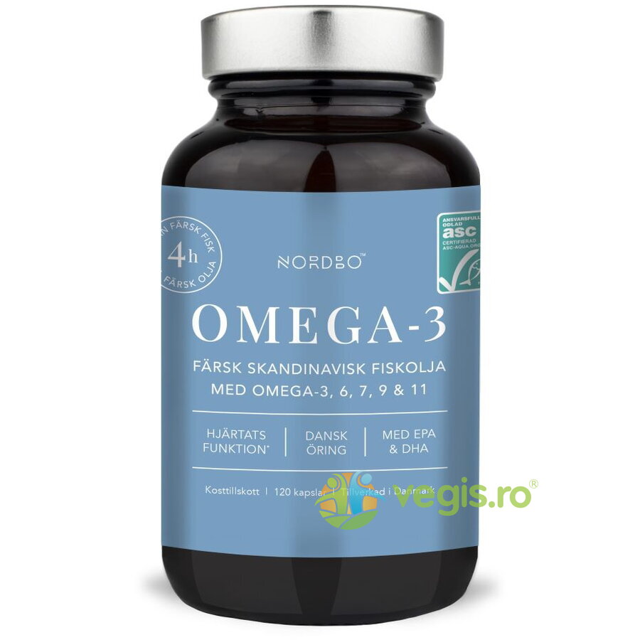 Oferte la Omega-3, 6, 9 & 11 Ulei de Peste din Pastrav Danez 120cps