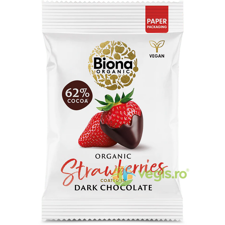 Oferte la Capsuni Invelite in Ciocolata Neagra Ecologice/Bio 45g