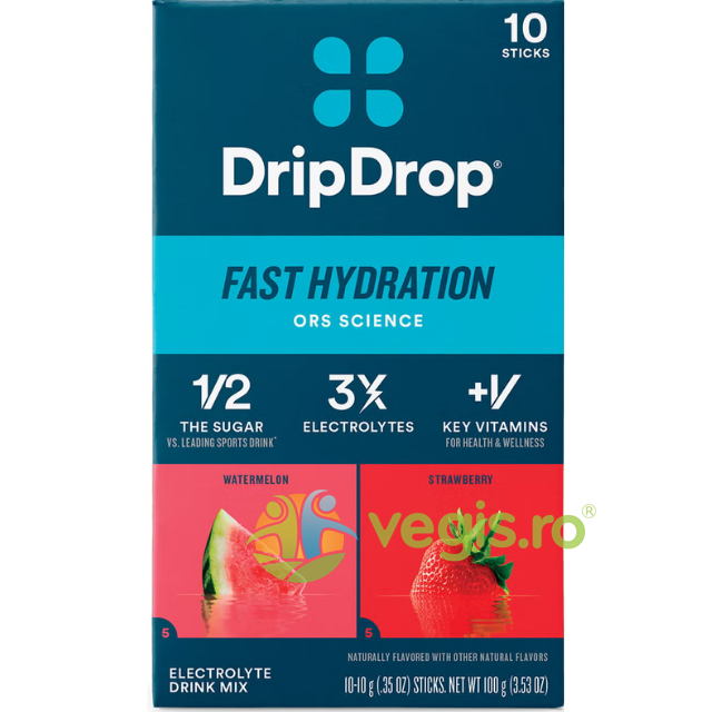 Oferte la Formula Avansata de Hidratare cu Electroliti cu Aroma de Pepene Rosu si Capsuni 10 plicuri