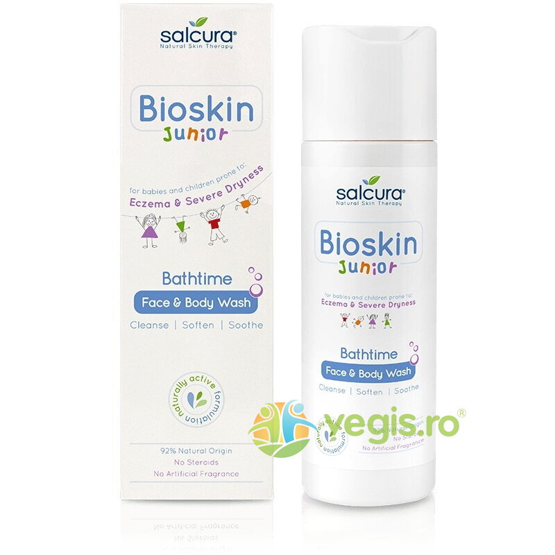 Oferte la Gel de Dus Fata si Corp pentru Bebelusi si Copii cu Piele Uscata si Eczeme Bioskin Junior 200ml