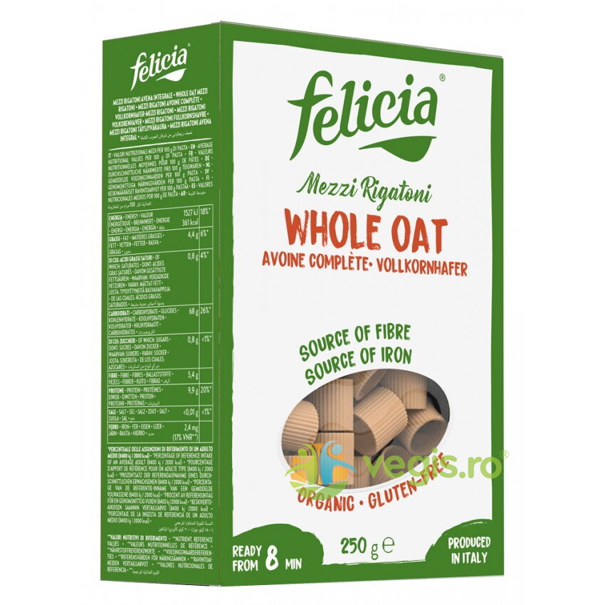 Oferte la Mezzi Rigatoni din Faina Integrala de Ovaz fara Gluten Ecologici/Bio 250g