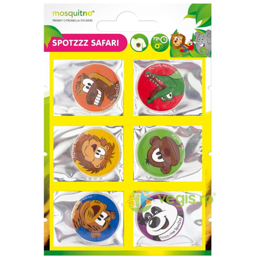 Oferte la Set 6 Stickere Anti-tantari pentru Copii cu Parfum de Citronella Spotzzz Safari 5.4g