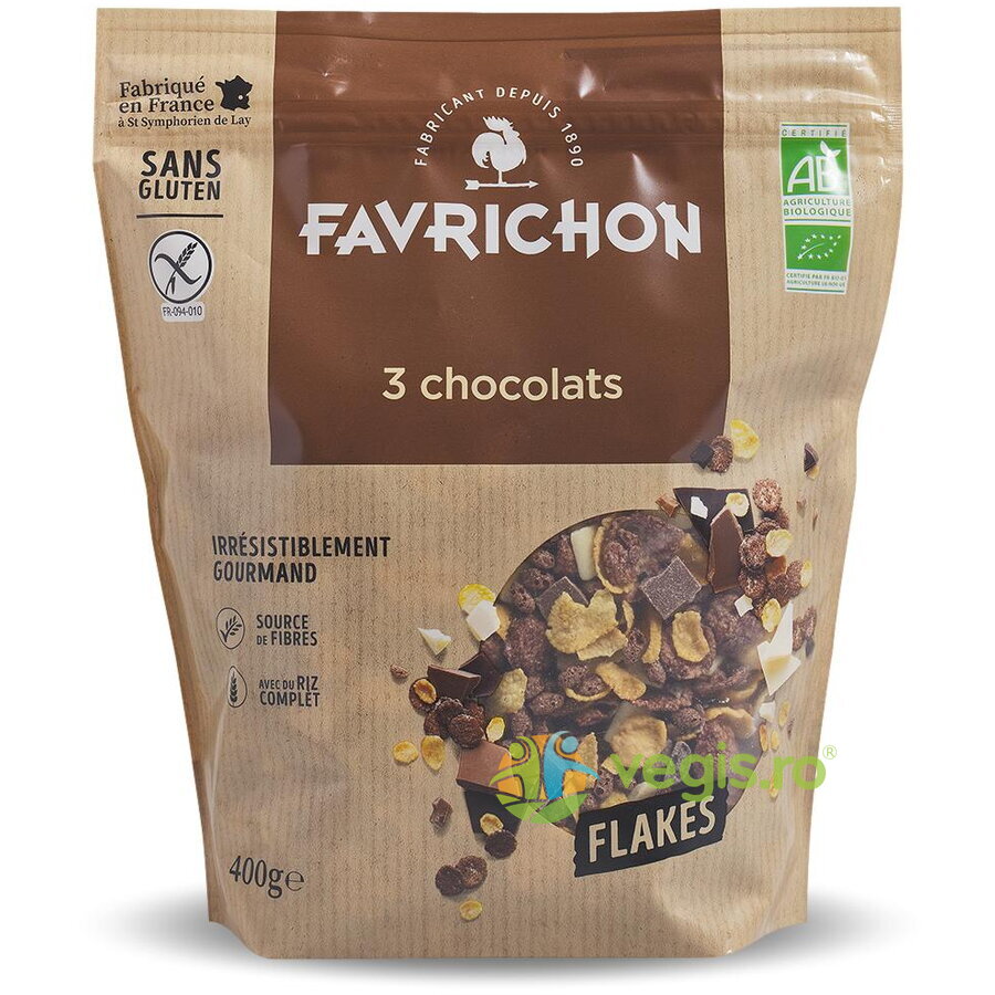 Oferte la Fulgi Crocanti cu 3 Tipuri de Ciocolata fara Gluten Ecologici/Bio 400g