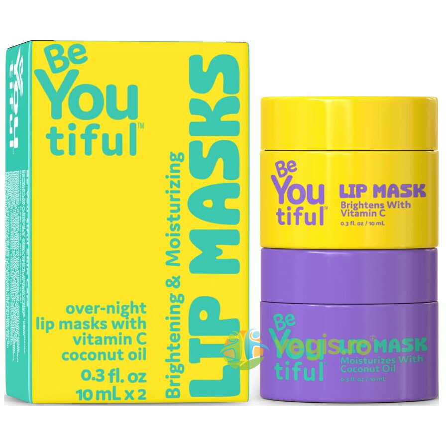 Oferte la Set Masti de Noapte pentru Buze cu Vitamina C si Ulei de Cocos pentru Adolescenti si Tineri, BeYoutiful 2x10ml