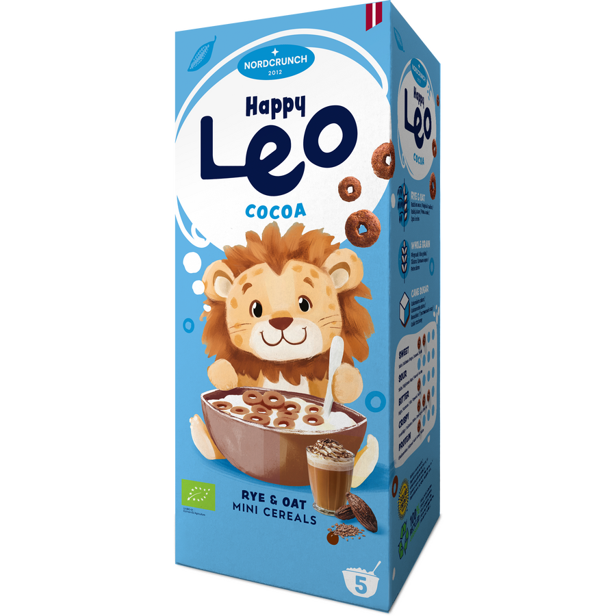 Oferte la Cereale din Secara si Ovaz cu Cacao Happy Leo Ecologice/Bio 150g