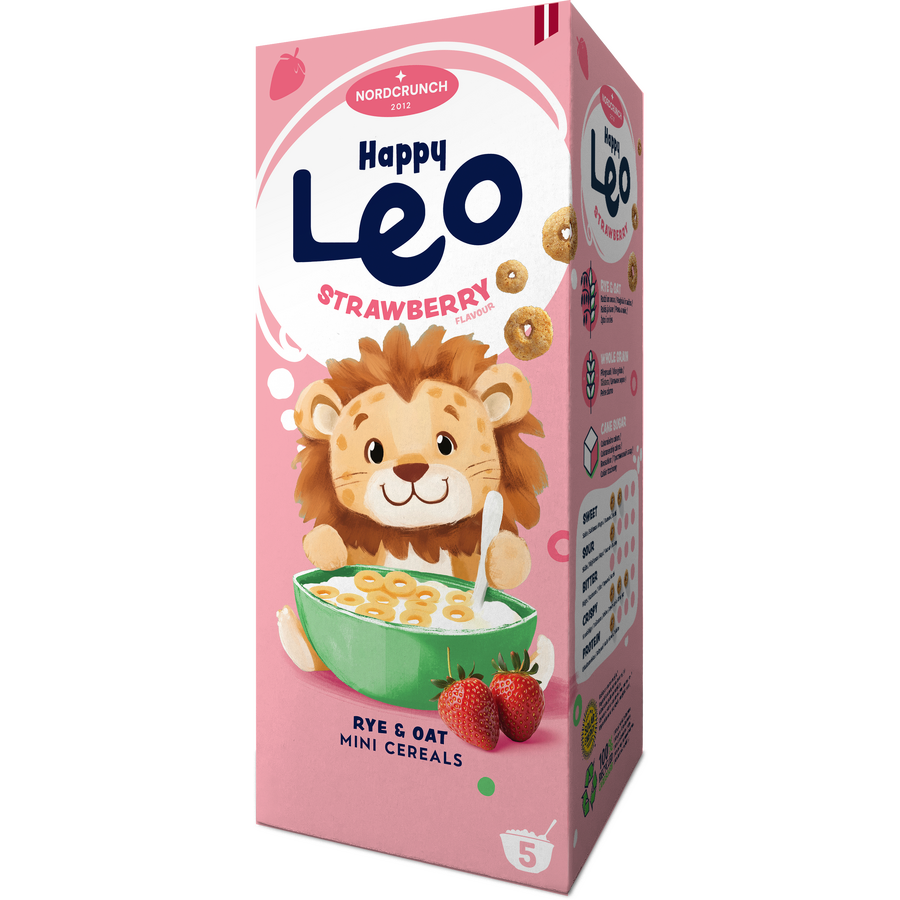 Oferte la Cereale din Secara si Ovaz cu Capsuni Happy Leo 150g