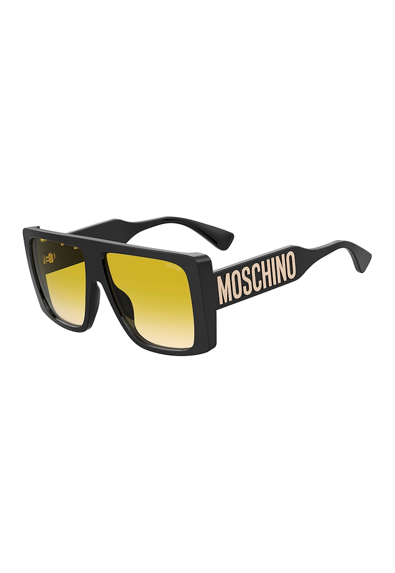 Oferte la Ochelari de soare supradimensionati cu logo metalic - Auriu/Negru