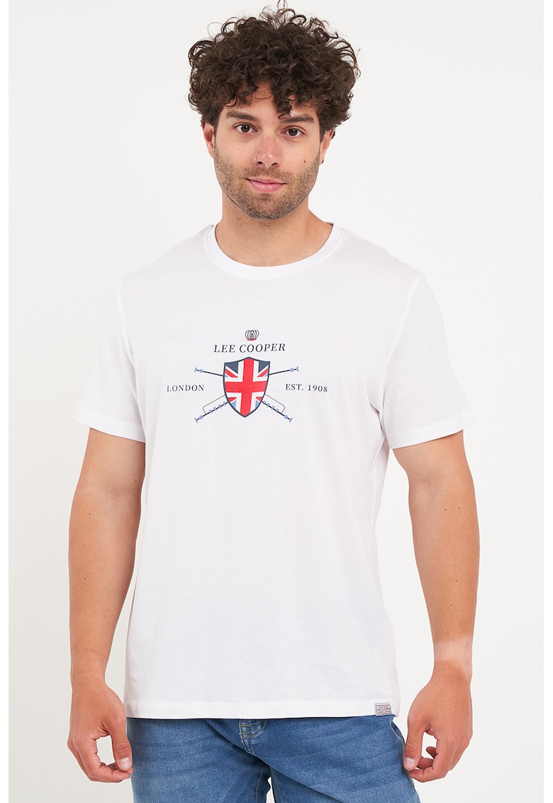 Oferte la Tricou cu decolteu rotund si logo - Rosu/Alb