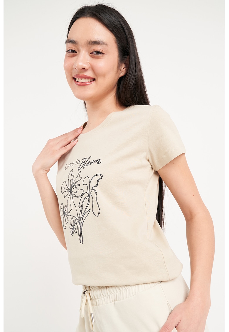 Oferte la Tricou de bumbac cu imprimeu - Negru/Bej deschis