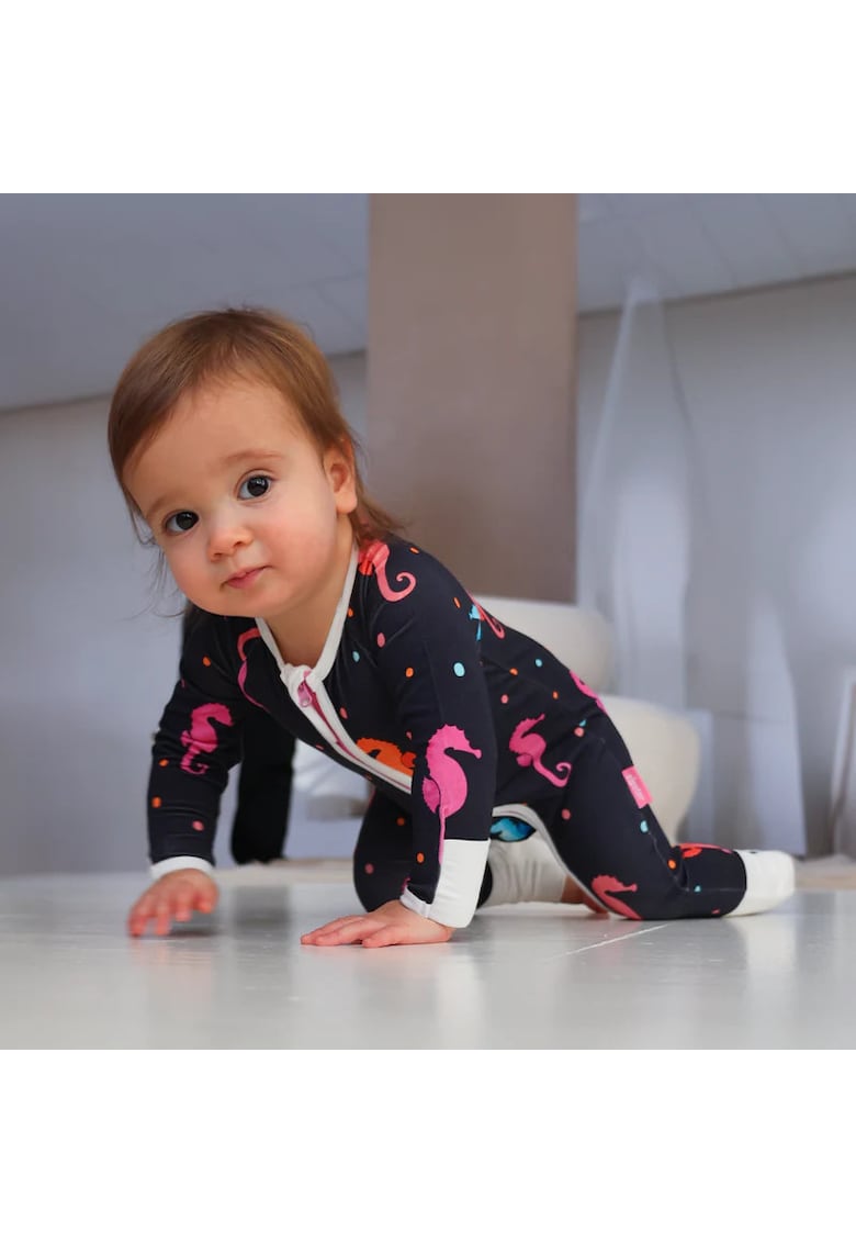 Oferte la Pijamale lungi din bambus cu fermoar reversibil -  - SeaHorse - Bleumarin cu caluti de mare Multicolori - pentru fetite - Bleumarin inchis