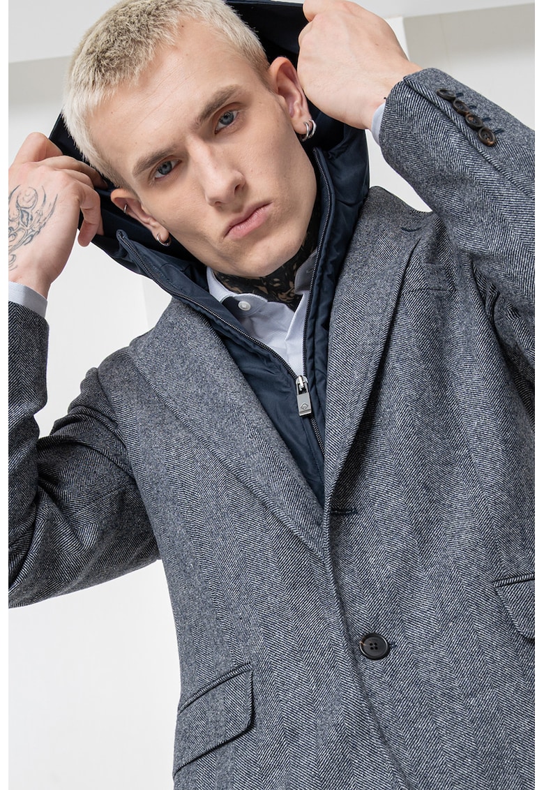 Oferte la Sacou slim-fit din amestec de lana - Gri melange/Bleumarin