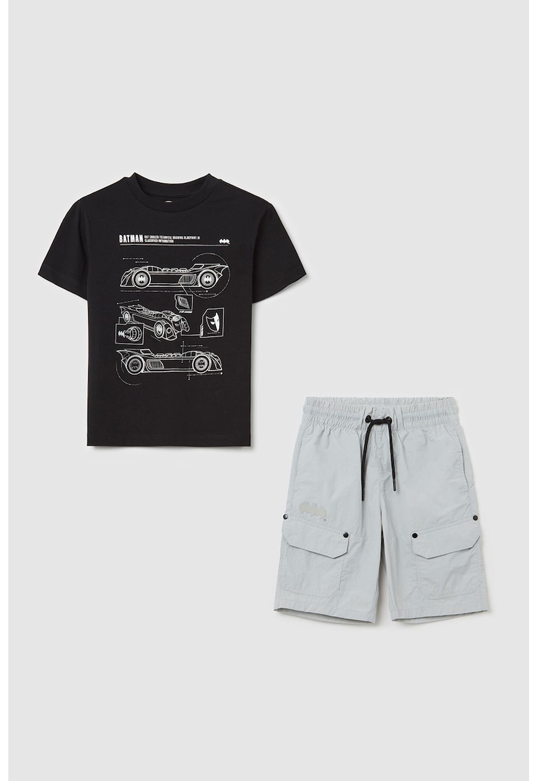 Oferte la Set de pantaloni scurti cargo si tricou - 2 piese - Negru/Gri cenusiu
