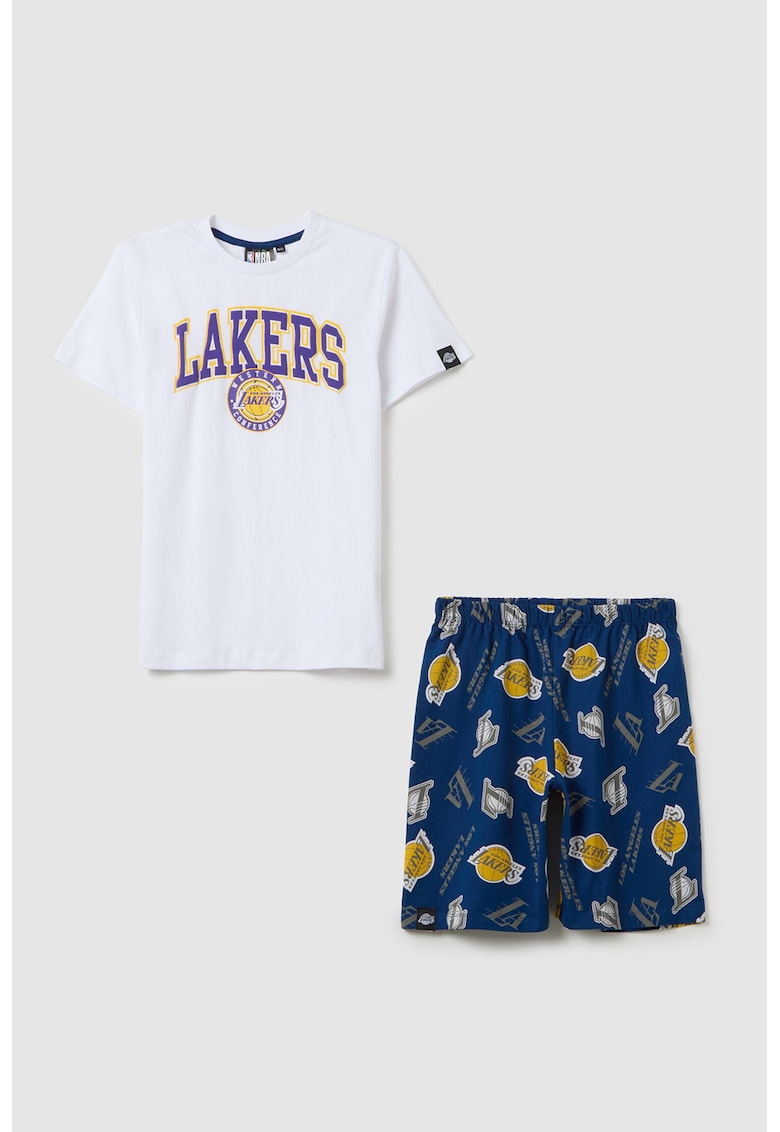 Oferte la Pijama din bumbac Los Angeles Lakers - Alb/Albastru inchis/Maro deschis