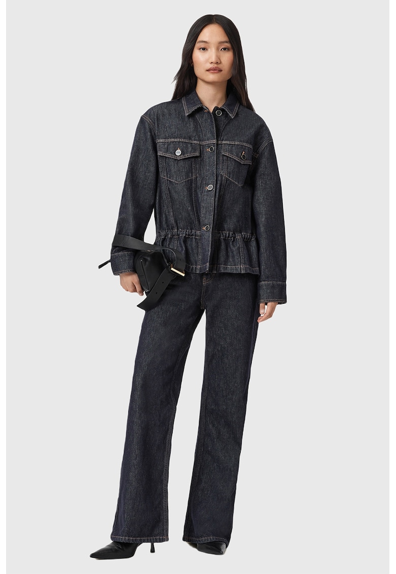 Oferte la Jacheta din denim cu terminatie cu peplum Denby - Bleumarin