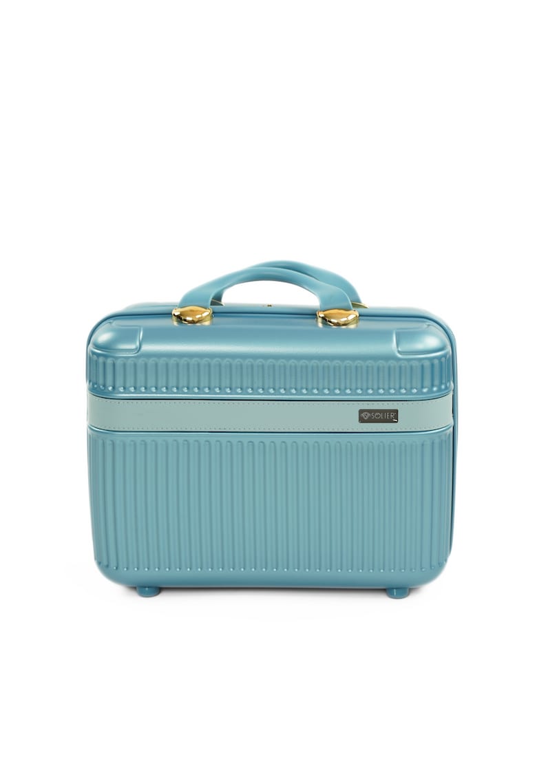 Oferte la Geanta Solier tip cufar de voiaj 14" ABS dur – bagaj de mana cabina - albastru