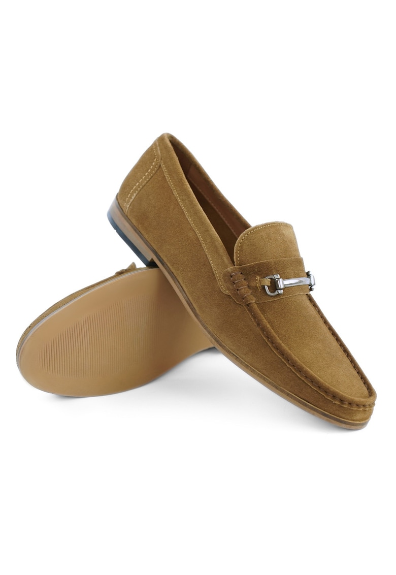 Oferte la Pantofi loafers barbatesti din piele intoarsa naturala - maro - 40 - Maro