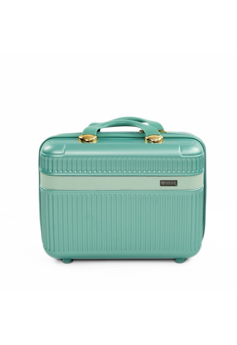 Oferte la Geanta Solier tip cufar de voiaj 14" ABS dur – bagaj de mana cabina - albastru petrol