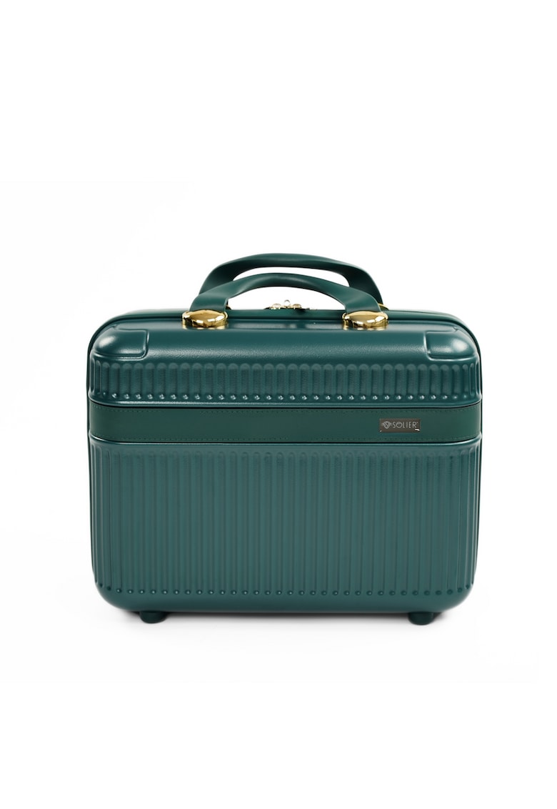 Oferte la Geanta Solier tip cufar de voiaj 14" ABS dur – bagaj de mana cabina - verde sticla