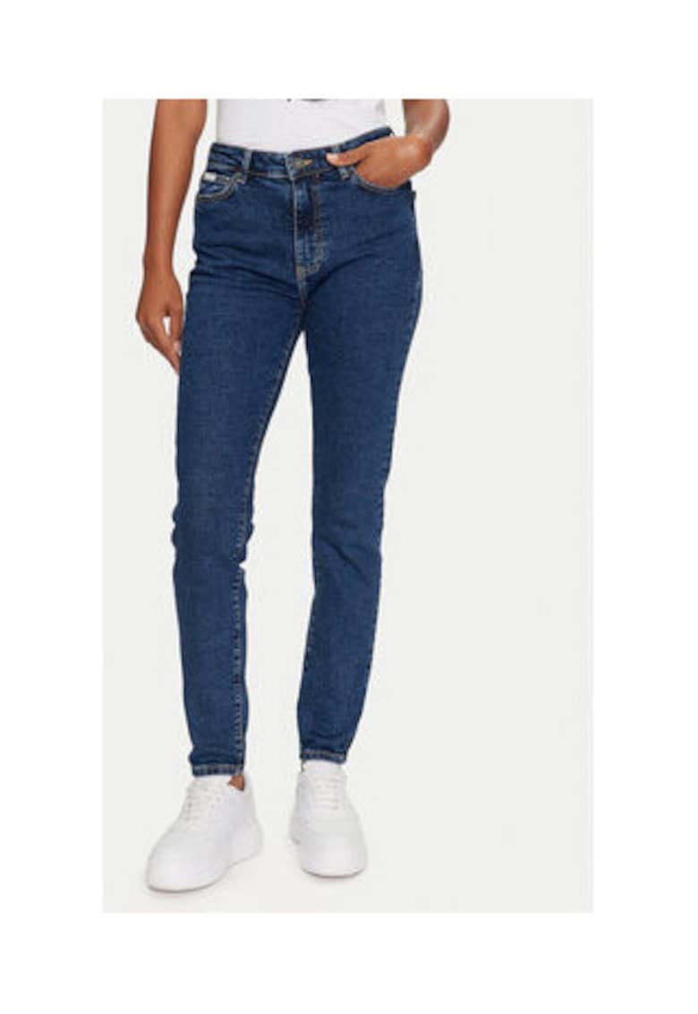 Oferte la Blugi din denim skinny cu talie medie cu buzunare