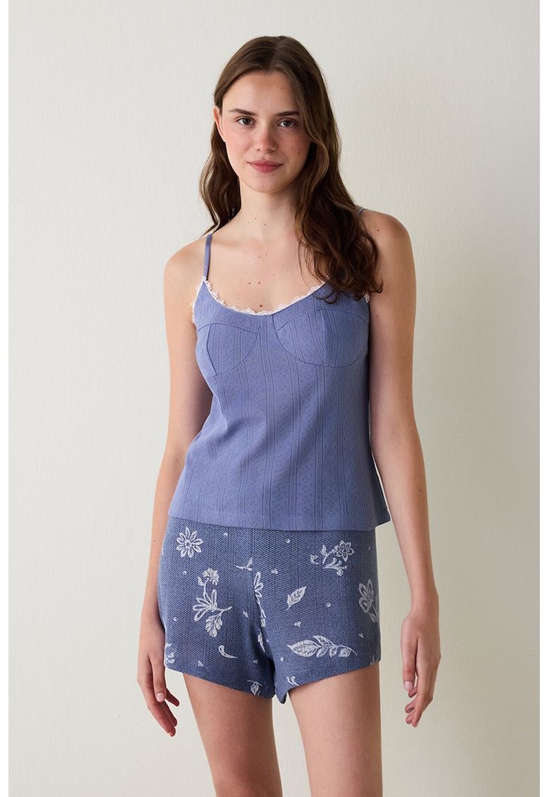 Oferte la Top de pijama din bumbac - Albastru prafuit