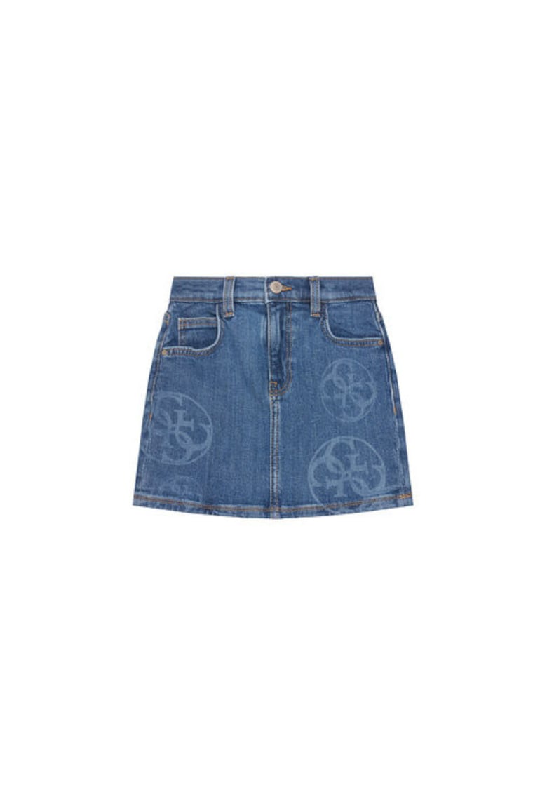 Oferte la Fusta scurta din denim cu imprimeu logo