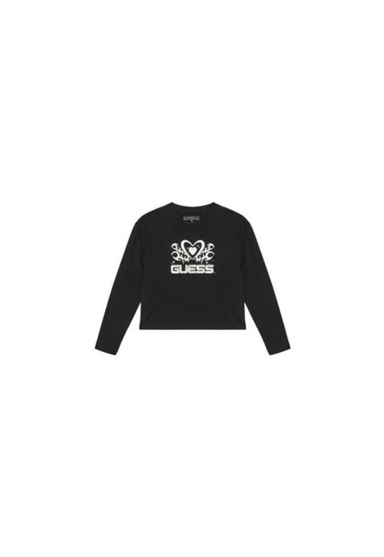 Oferte la Bluza din amestec de bumbac organic cu decolteu la baza gatului si imprimeu pe piept