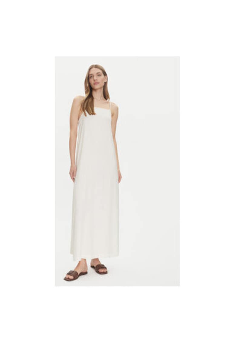 Oferte la Rochie maxi din amestesc de in si vascoza - Alb