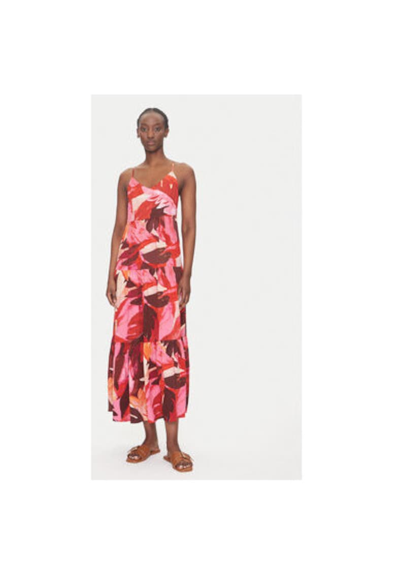 Oferte la Rochie maxi cu model cu frunze - Multicolor